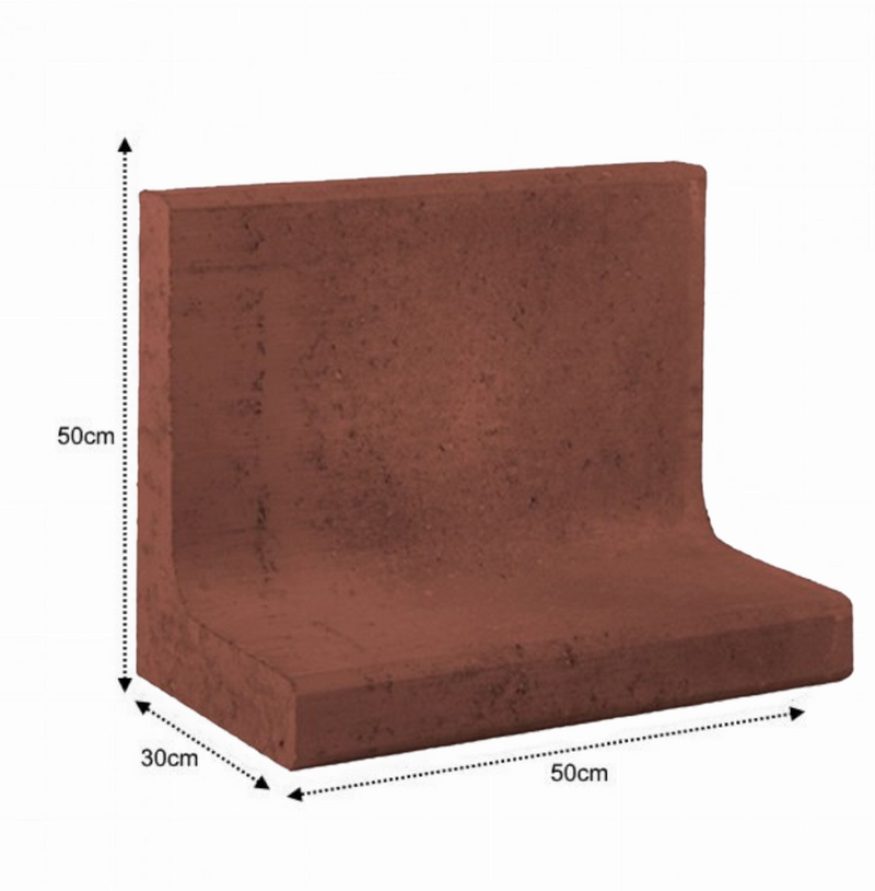 L-Element Beton - 500 x 300 x 500 mm, Bruin