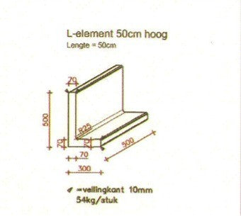 Keerwand 50 cm hoog grijs