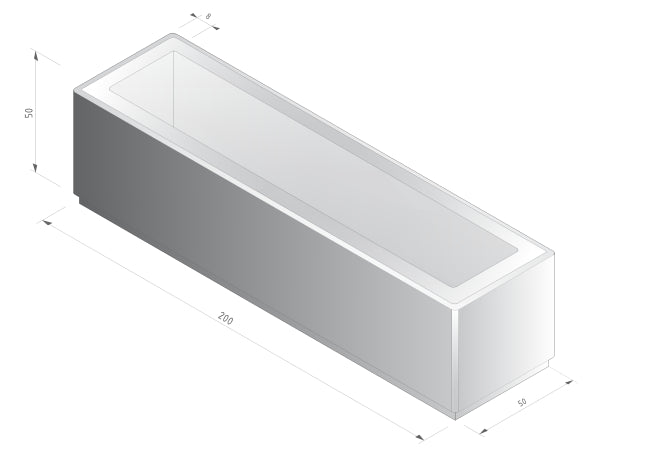 Nr 181bk Bloembak 200x50x50cm antraciet
