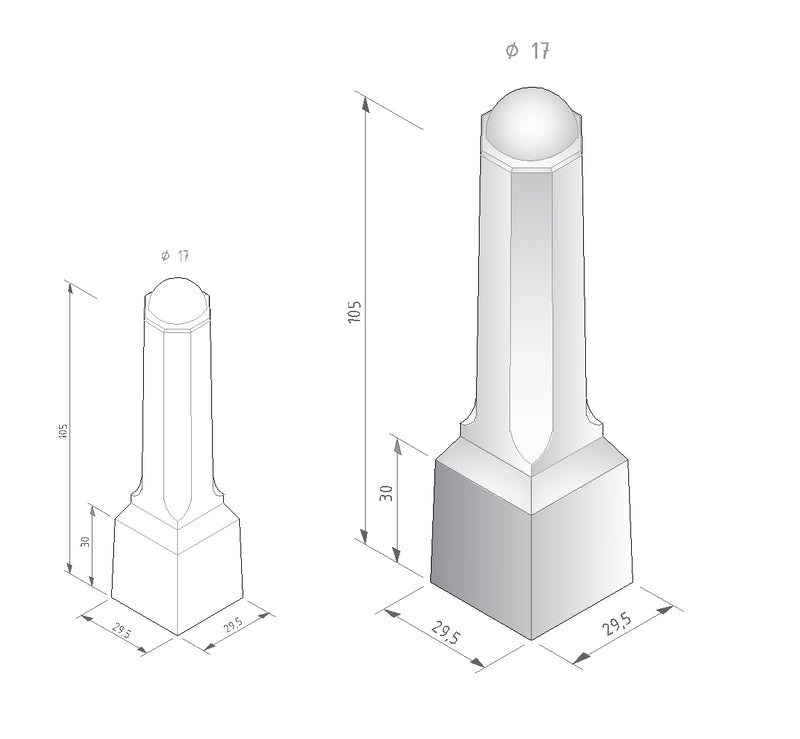 afmetingen 8-hoekige sierpaal hg 110 cm antraciet