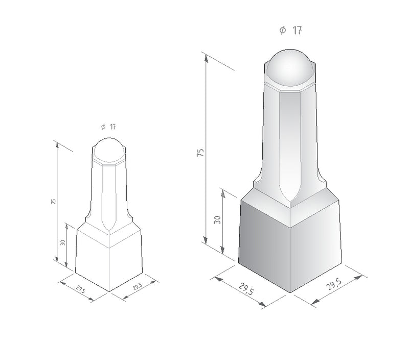 8-hoekige sierpaal hg 75 cm antraciet