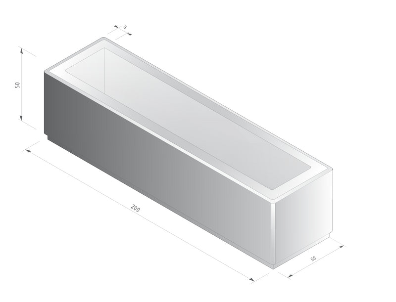 Nr 179gg Bloembak 200x50x50cm gewassen grind