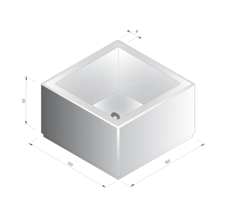 Bloembak 100x100x60 grijs