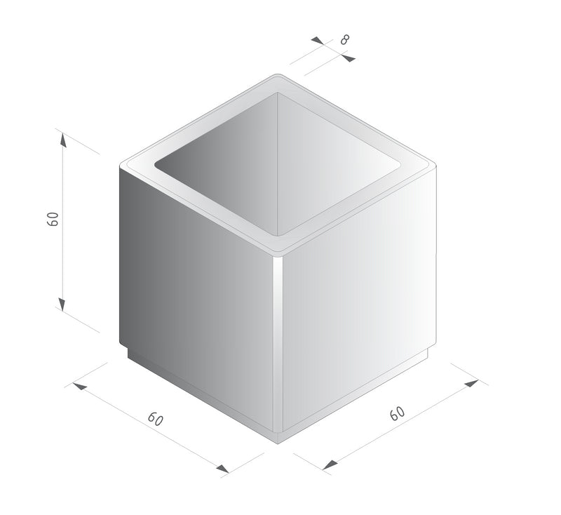 Bloembak 60x60x60 antraciet