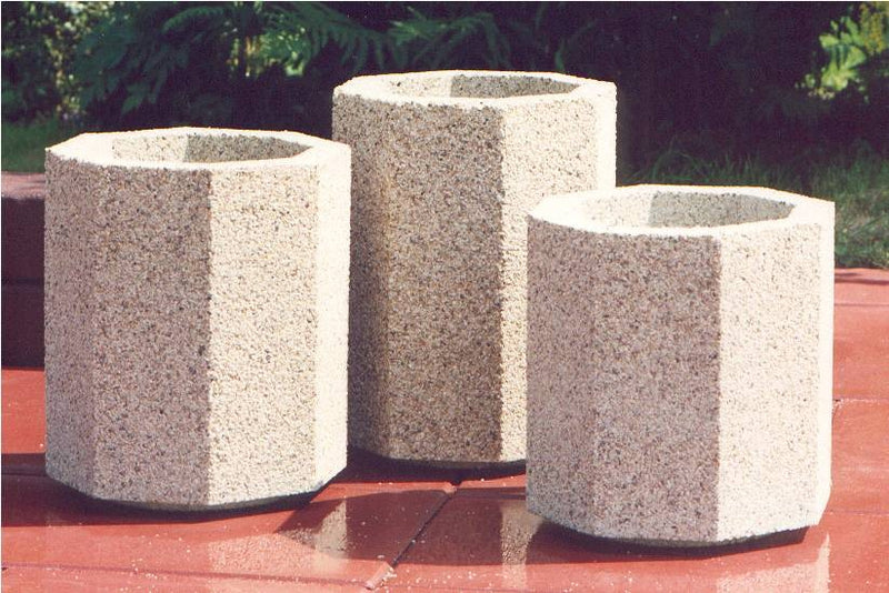bloembak achthoek Ø35xhg 35cm gewassen grind