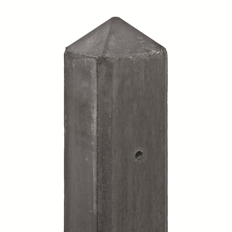 Betonpaal antraciet, diamantkop 10x10x280cm m-kabeldoorvoer
