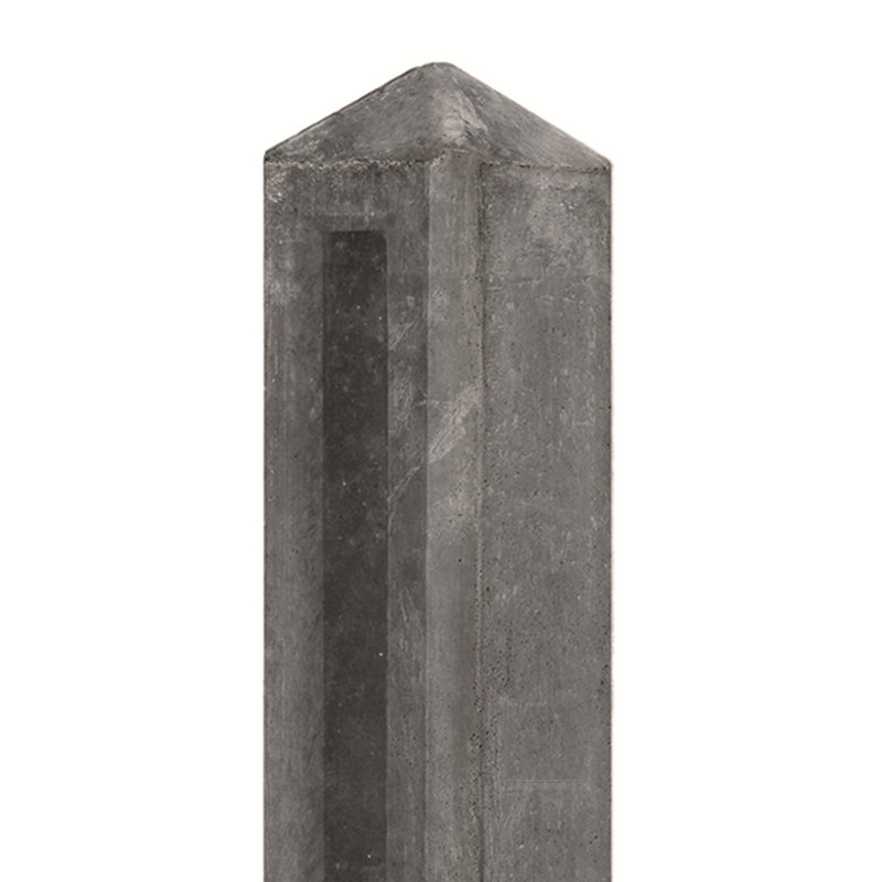 Betonpaal antraciet, diamantkop 10x10x104cm glad enkele plaat