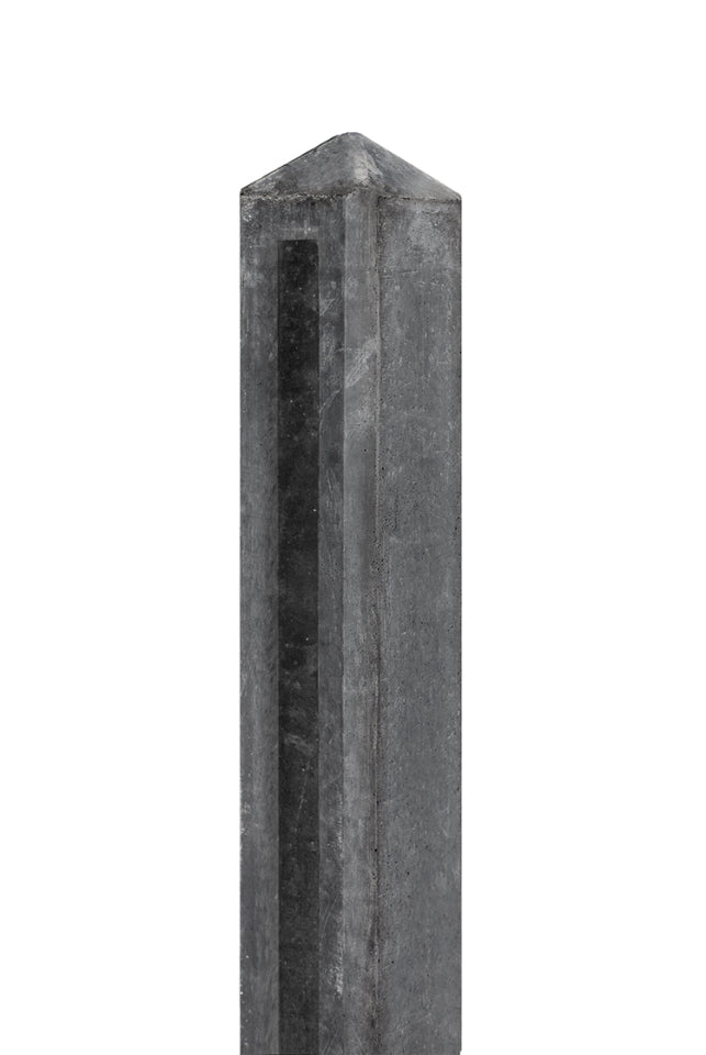 Betonpaal antraciet, diamantkop gecoat 10x10x104cm glad enkele plaat