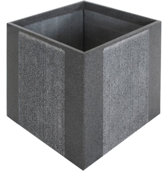 Bloembak 50x50x50 Staros Cube Black met wieltjes