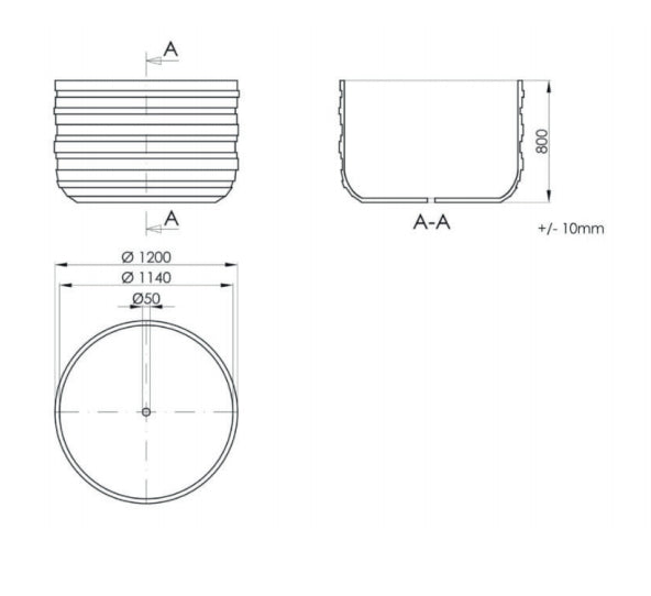 Betonnen bloembak Hydra Ø120 - H:80 cm