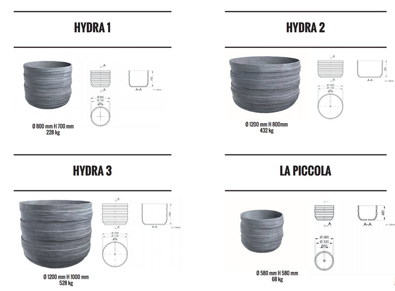 Betonnen bloembak Hydra Ø120 - H:100 cm