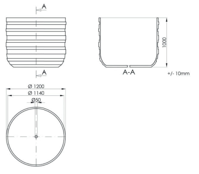 Betonnen bloembak Hydra Ø120 - H:100 cm