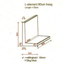 L-element 80 cm hoog grijs