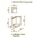 L-element hoek 50 cm hoog grijs