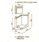 L-element hoek 60 cm hoog grijs