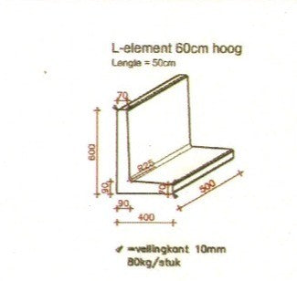 L-element 60 cm hoog antraciet