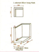 L-element hoek 80 cm hoog grijs
